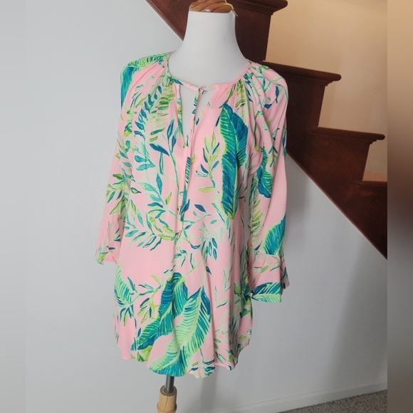 Lilly Pulitzer Willa Women’s Small CHIMPOISERIE Flounce Shirt Top Tropic New - Picture 5 of 5